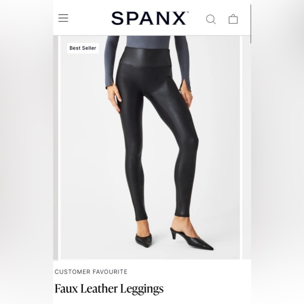 SPANX Black Faux Leather Leggings XS